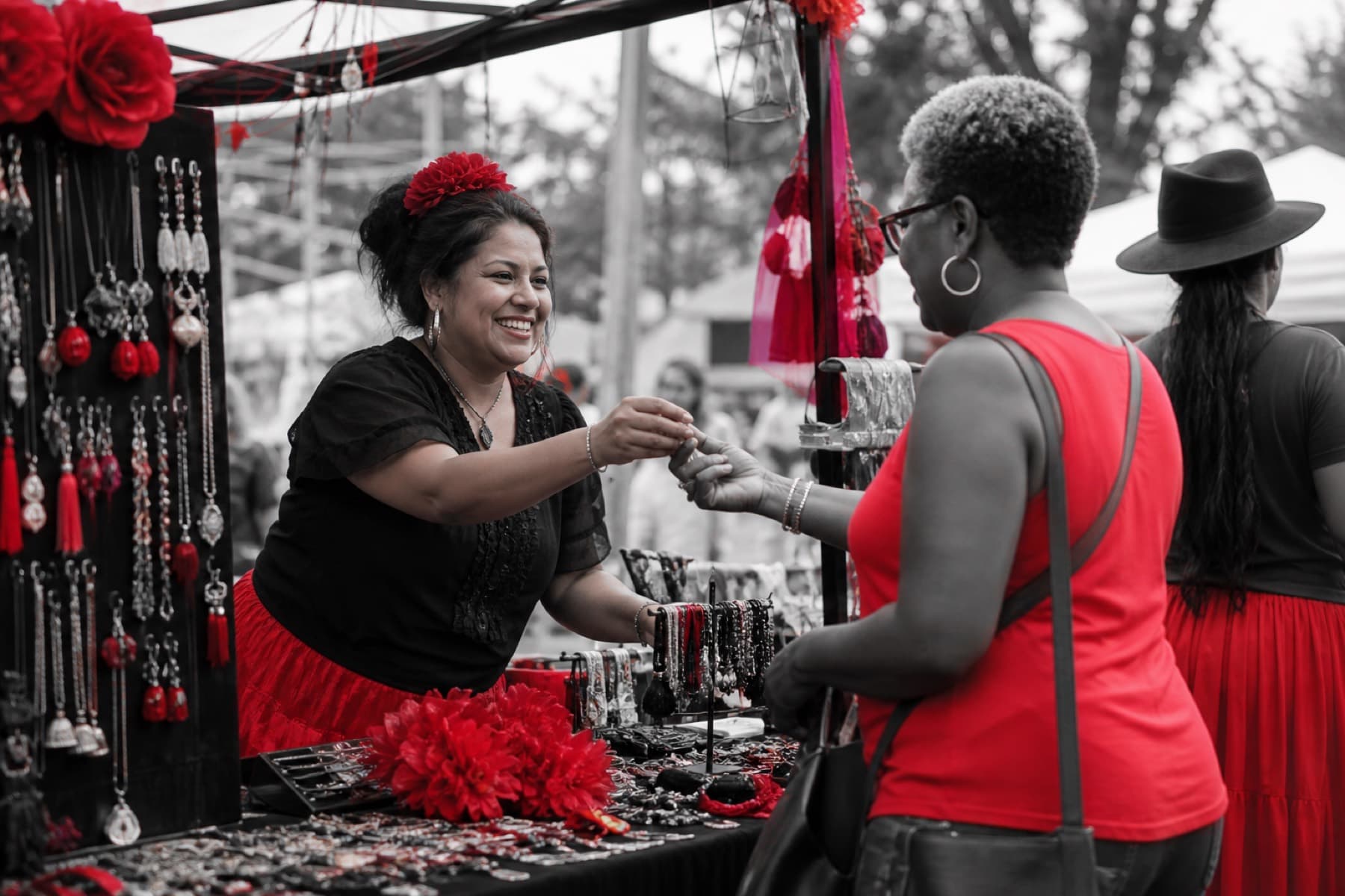 Vendor stall serving guests at the food market