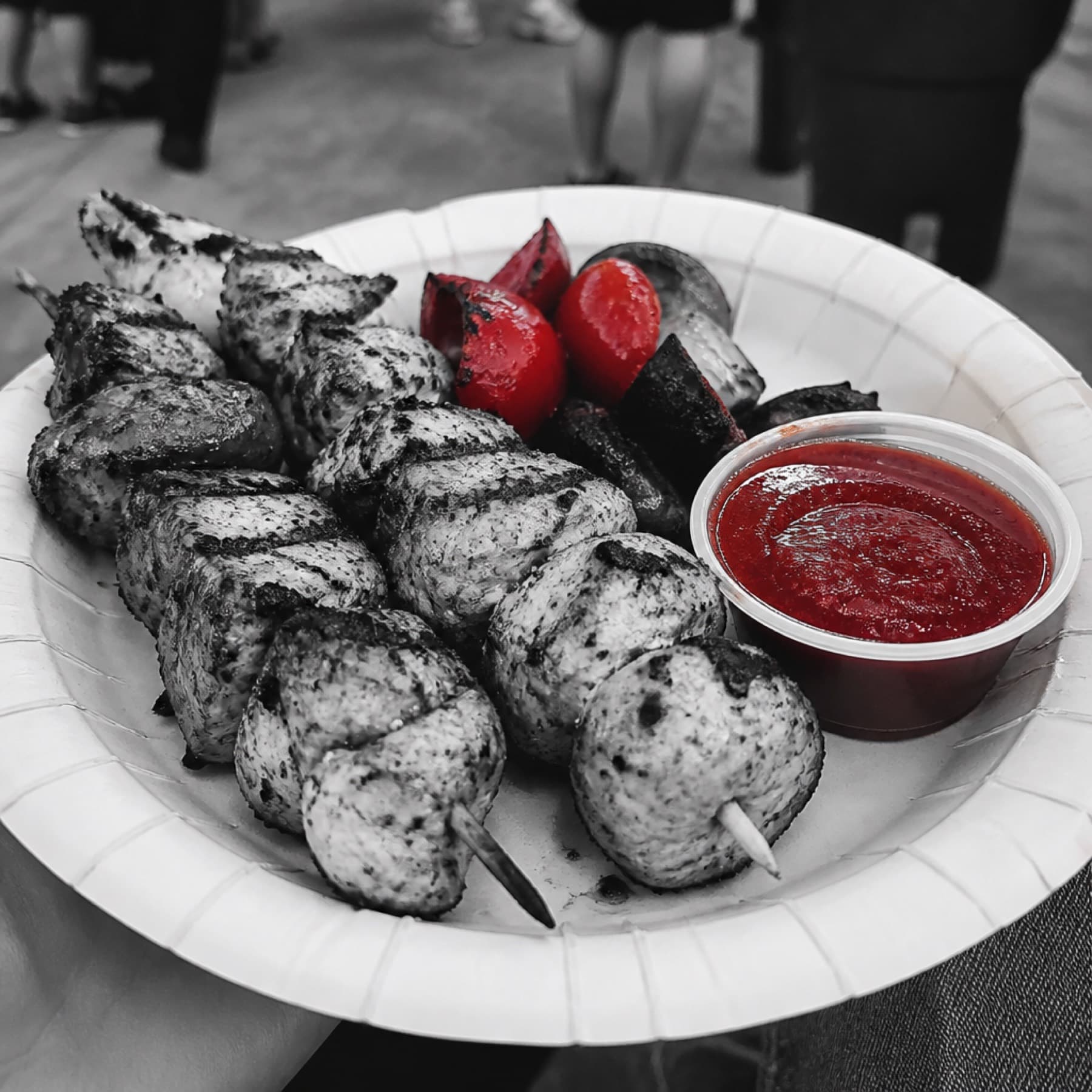 Close-up of grilled food from the festival