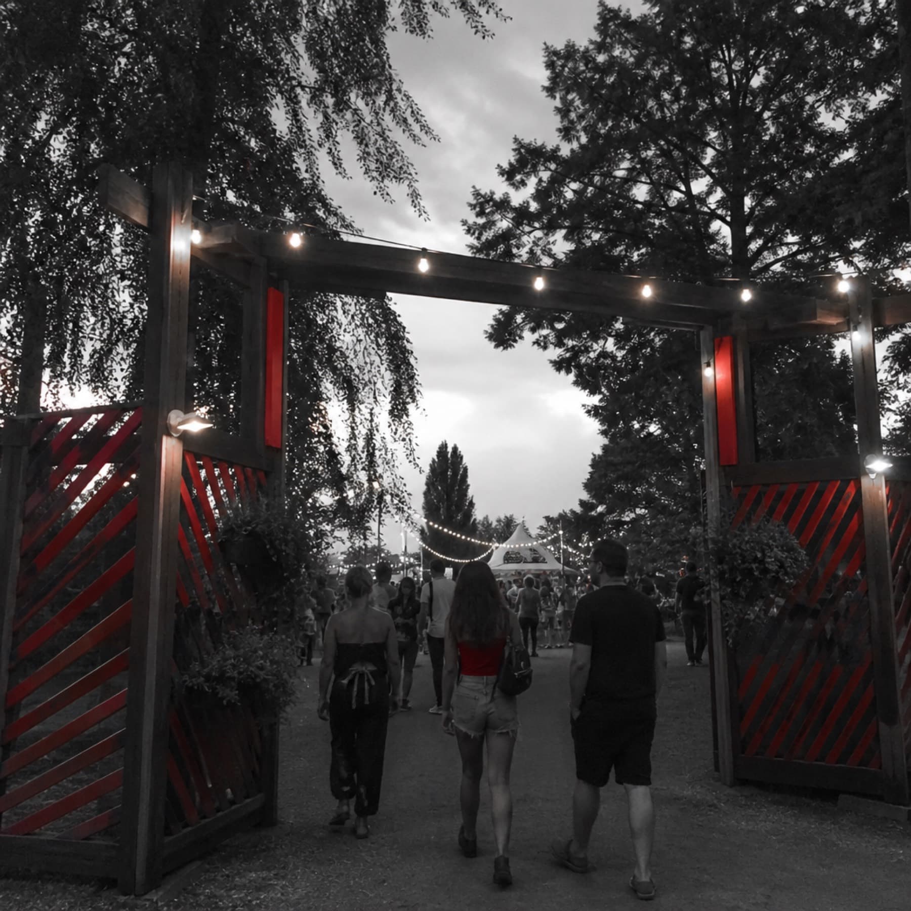 Evening view of the festival entrance