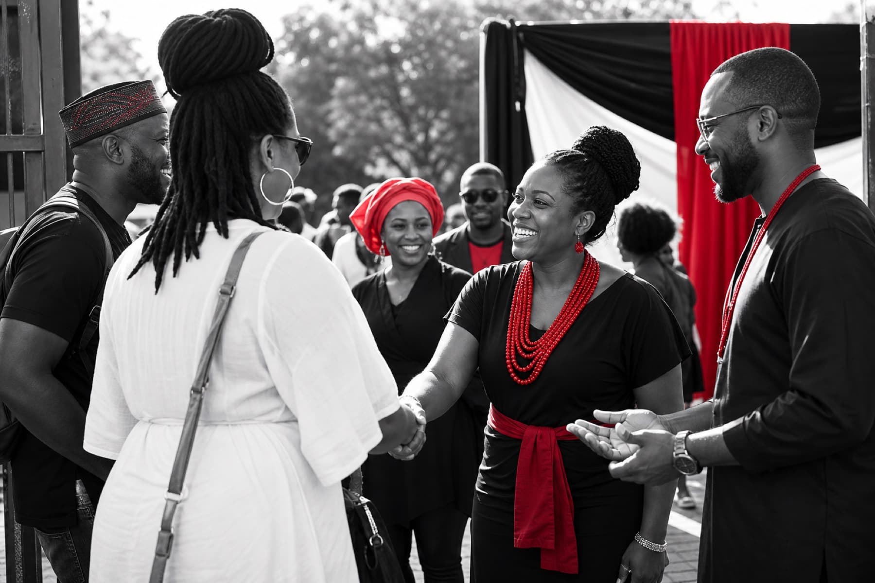 Organizers welcoming guests to the festival